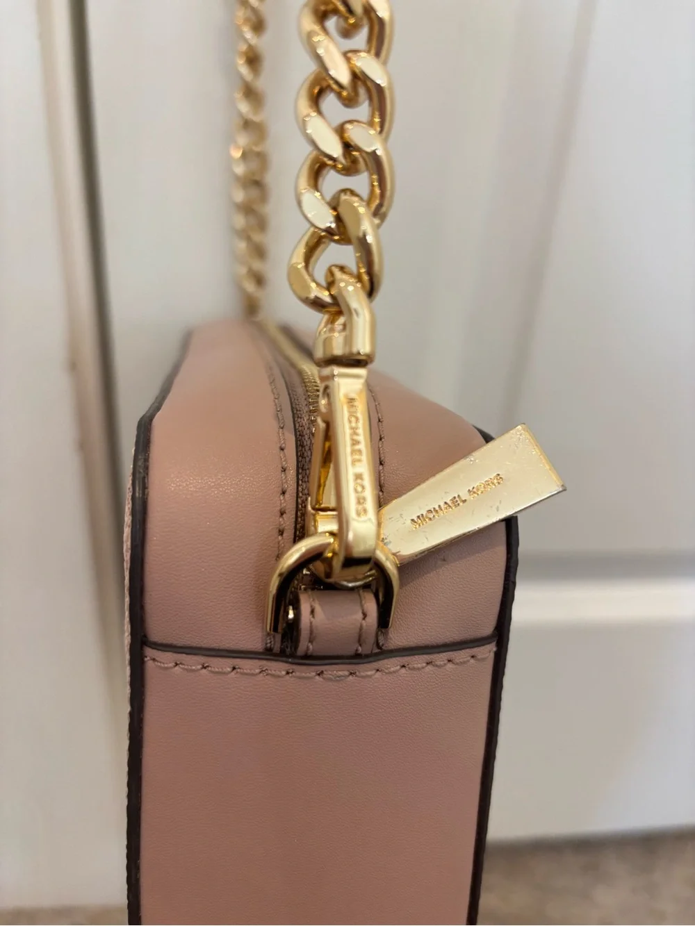 Michael Kors Blush Signature Crossbody with Gold Chain